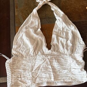 Tilly's White and Black Striped Crop Top